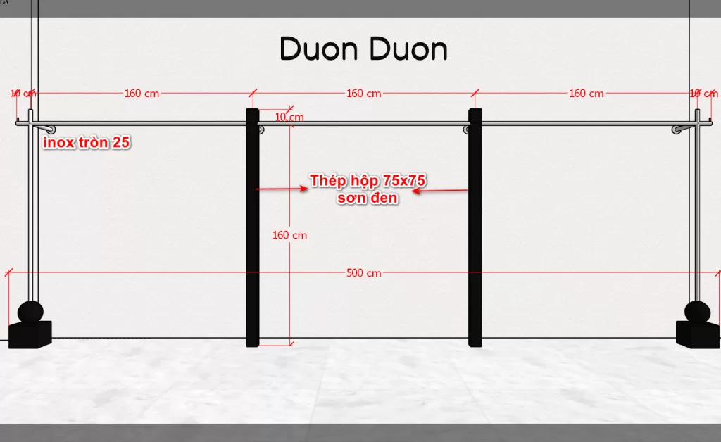 kích thước giá treo quần áo shop